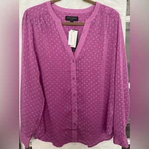 Banana Republic Button Up V-Neck Blouse. Purple. Size Large